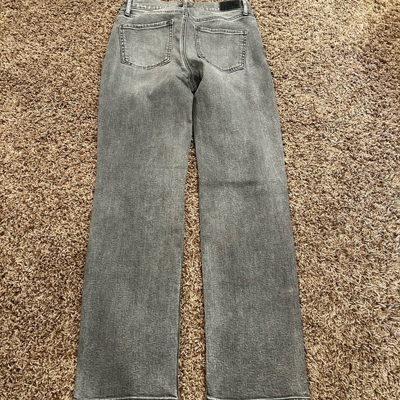 Express High Waisted Ripped Pearl Embellishment Modern Straight Jeans - Picture 10 of 16